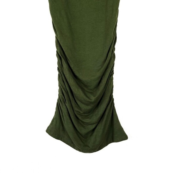 NEW Beyond Yoga Pima Cotton Modal High Seas Ruched Midi Tank Dress Olive Green - Picture 5 of 9